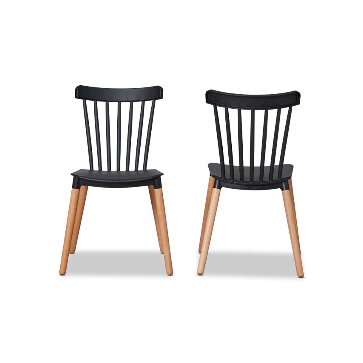 Frida Dining Chairs Set of 2 - Modern Black Kitchen Chairs for Dining Room, Breakfast Nook & Small Spaces