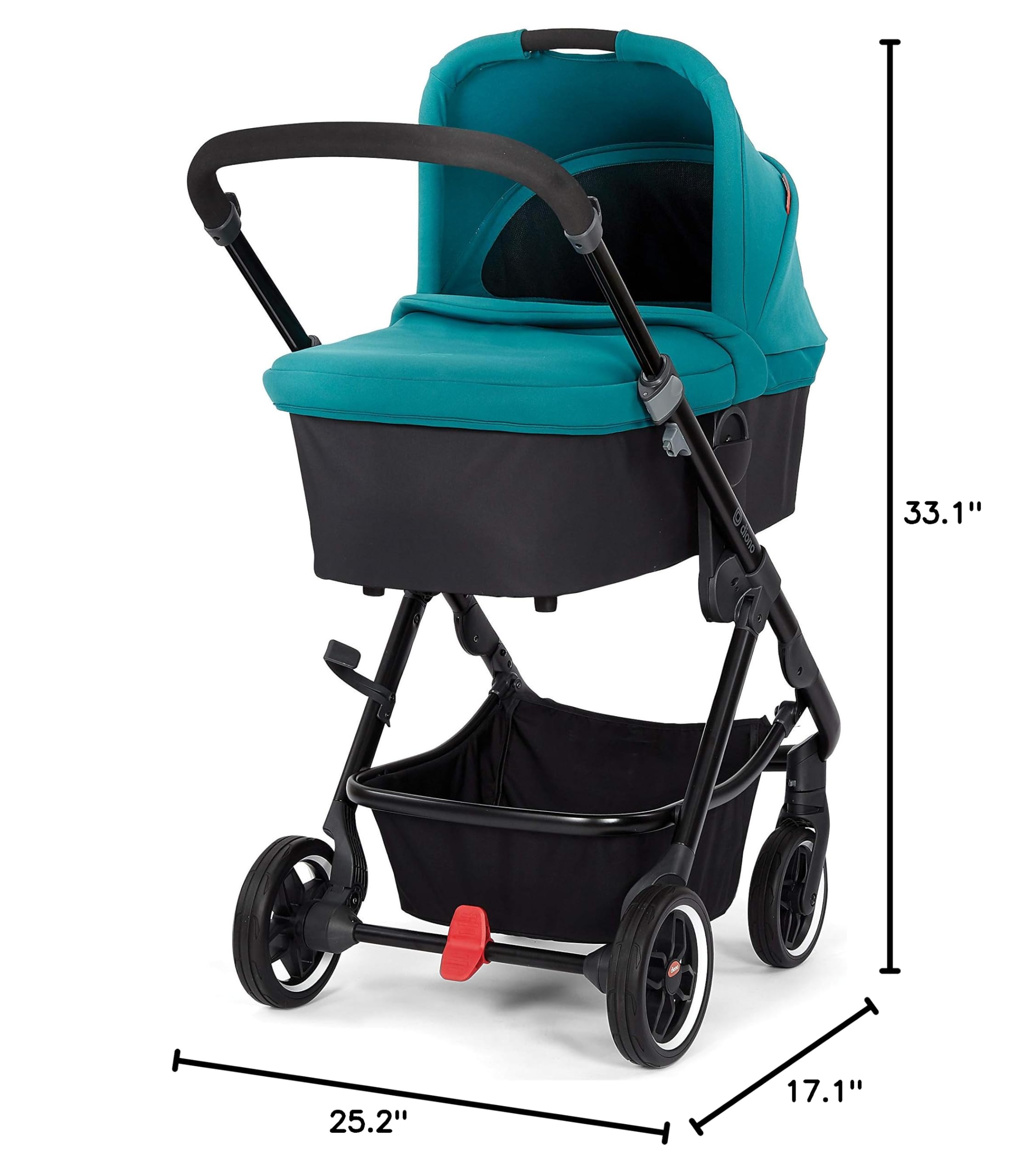 Diono Excurze Newborn Baby Stroller Bassinet with Breathable Mattress - Lightweight Infant Carrycot for Safe & Comfortable Sleeping (0-6 Months) - Blue Turquoise | Perfect for Travel, Walks & Outdoor Adventures