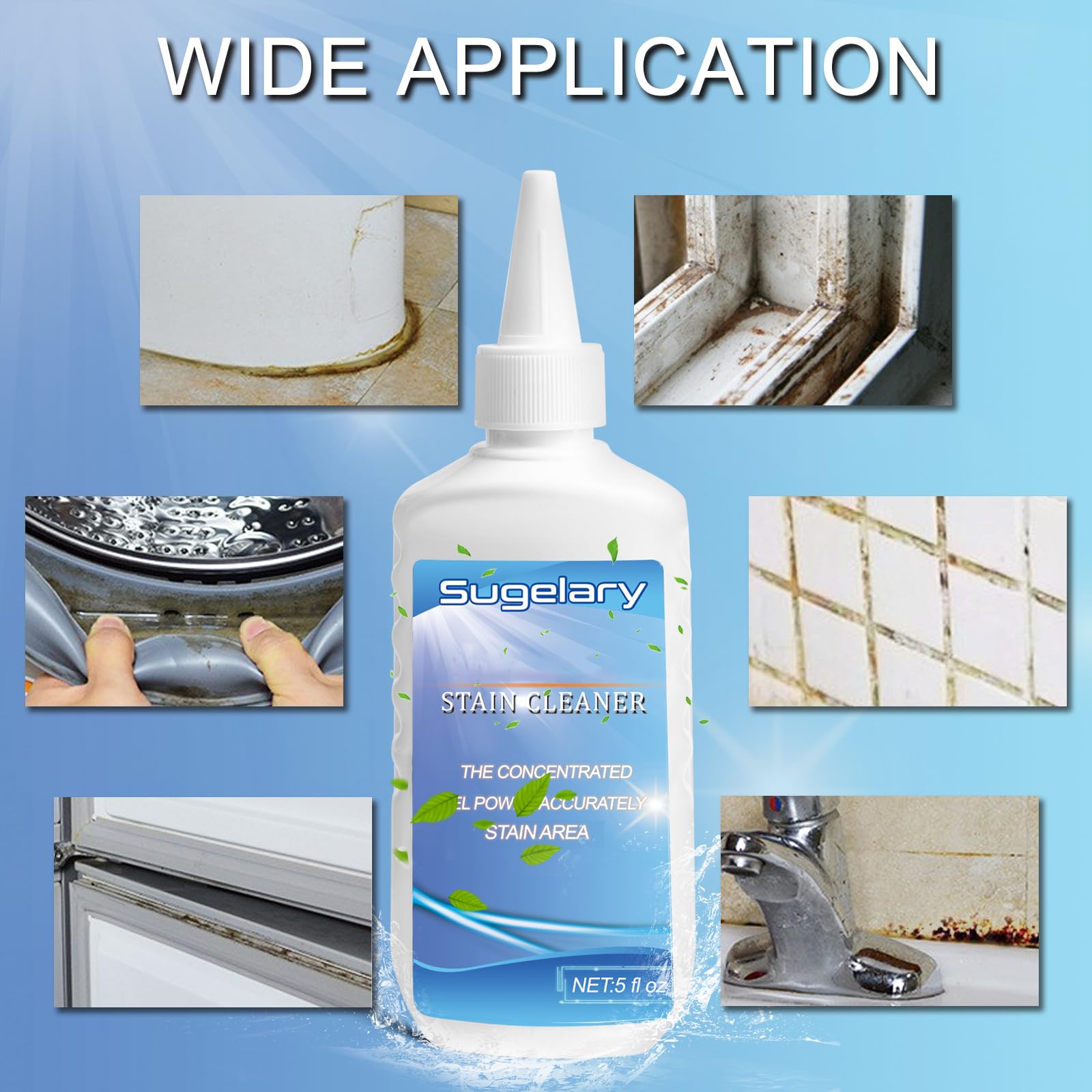Sugelary Home Remover Gel - Powerful Household Cleaner for Washing Machine, Refrigerator Strips & Grout - Deep Cleans Sinks, Kitchens & Showers - Ideal for Home, Apartment & Office Cleaning