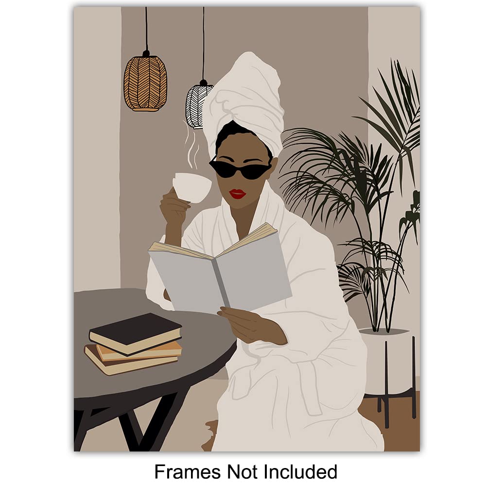Black Art Wall Decor - African American Bathroom Sign - Afro Wall Art for Women - Minimalist Black Culture Home Decor - Perfect for Guest Bathrooms, Powder Rooms & Restrooms