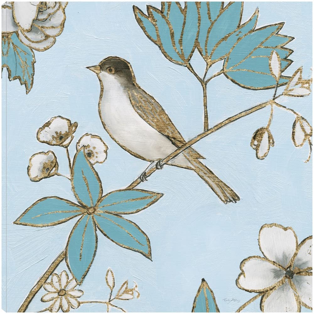 Fine Art Canvas Toile Birds IV by Emily Adams - Ready to Hang 37x37 Inch Wall Decor for Living Room, Bedroom, Bathroom, Kitchen, Office & More - Perfect for Home, Office & Commercial Spaces