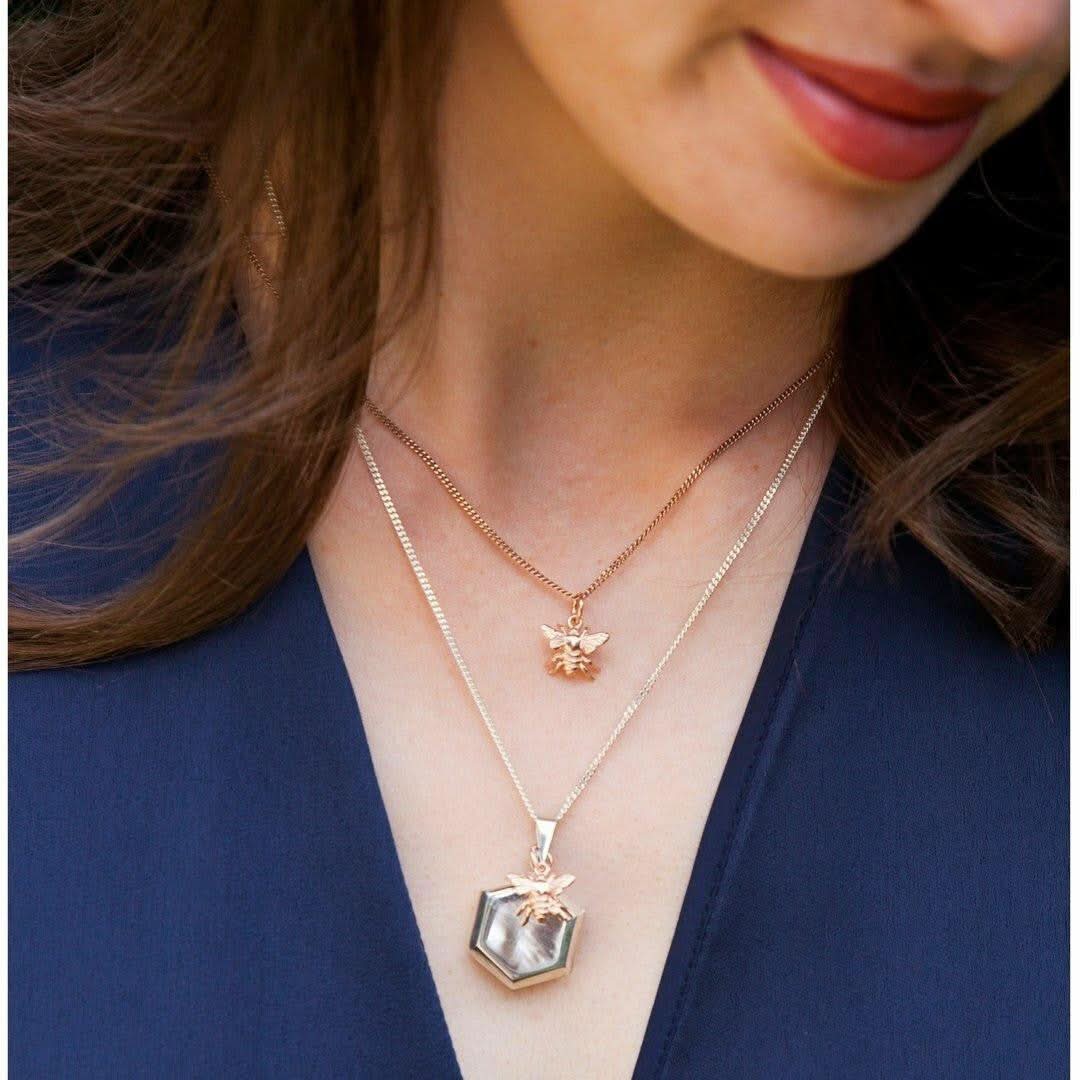 Bee Pendant Necklace - 14K Gold Plated Bee Charm Jewelry for Women - Perfect for Everyday Wear, Gift Giving & Nature-Inspired Fashion