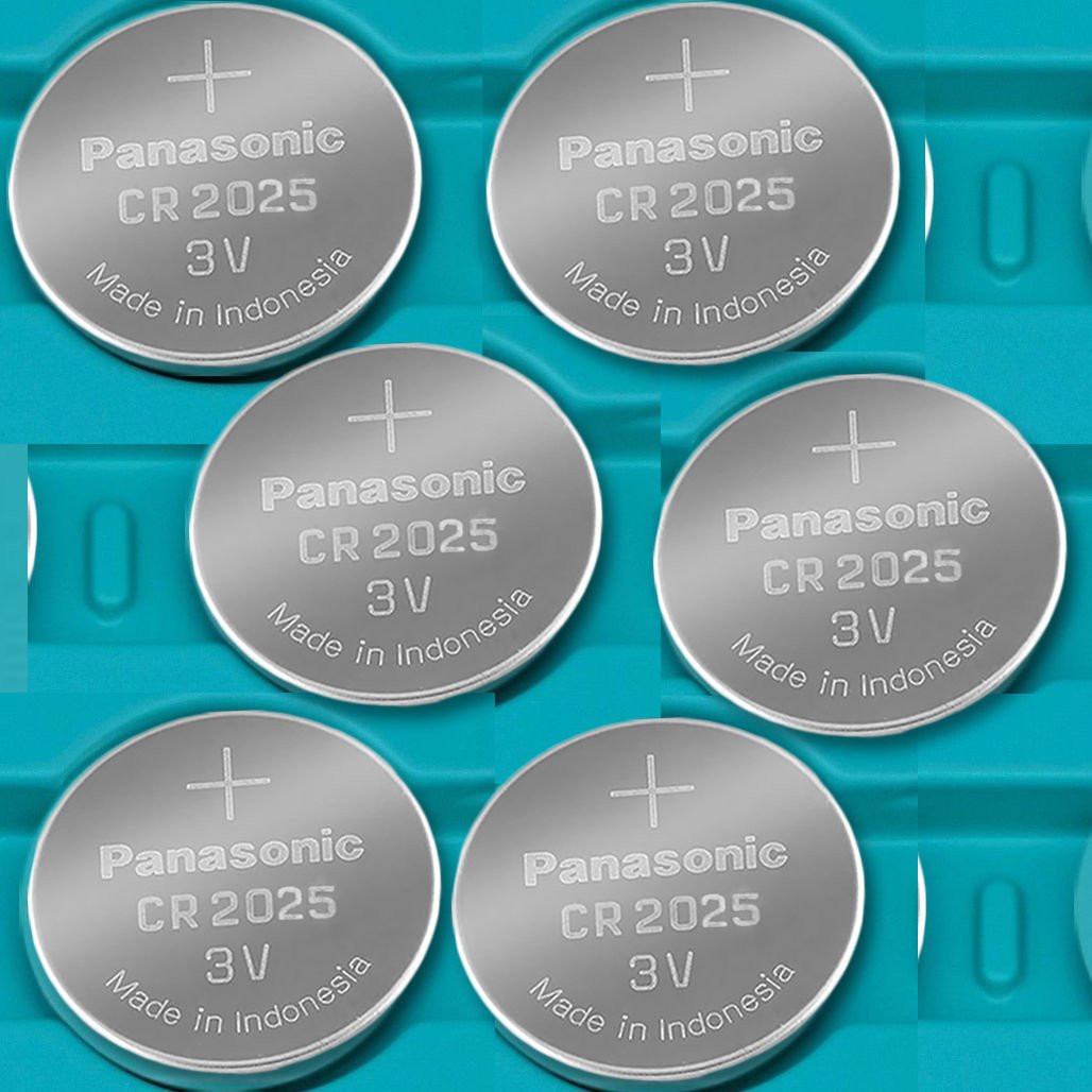 PANASONIC CR2025 Lithium Coin Battery 3V - 6 Pack - Long Lasting Power for Watches, Calculators, Key Fobs & More - ECR 2025 Replacement Batteries