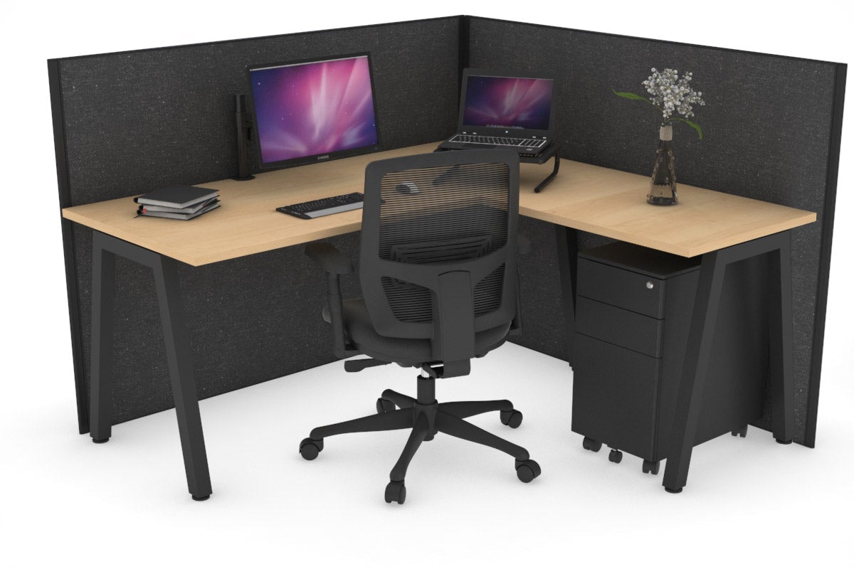 Horizon Quadro A Legs L-Shaped Corner Office Desk - 1400L x 1450W - Modern Home Office Workstation for Small Spaces | Perfect for Gaming, Study & Remote Work