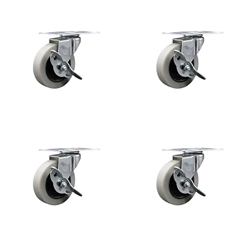 4 Swivel w/Large TP - Side Lock Brakes - Gray