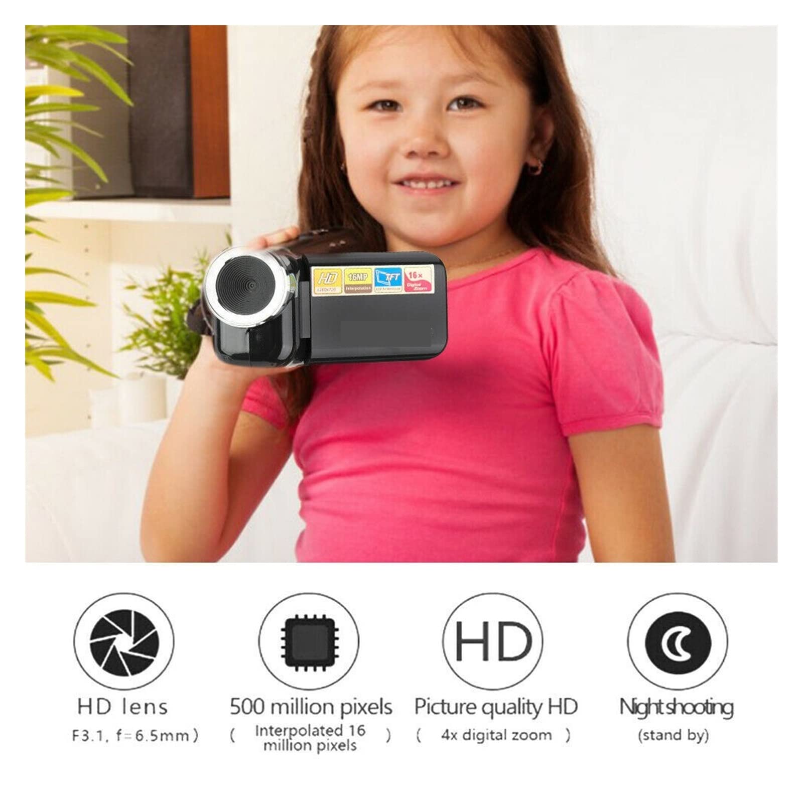 BODORME 16MP HD Video Camera with 2inch LCD, 16X Digital Zoom - Portable Camcorder for Wedding, Vlogging, Travel & Home Movies (Rosso Red) - Perfect for YouTube, Family Events & Outdoor Adventures
