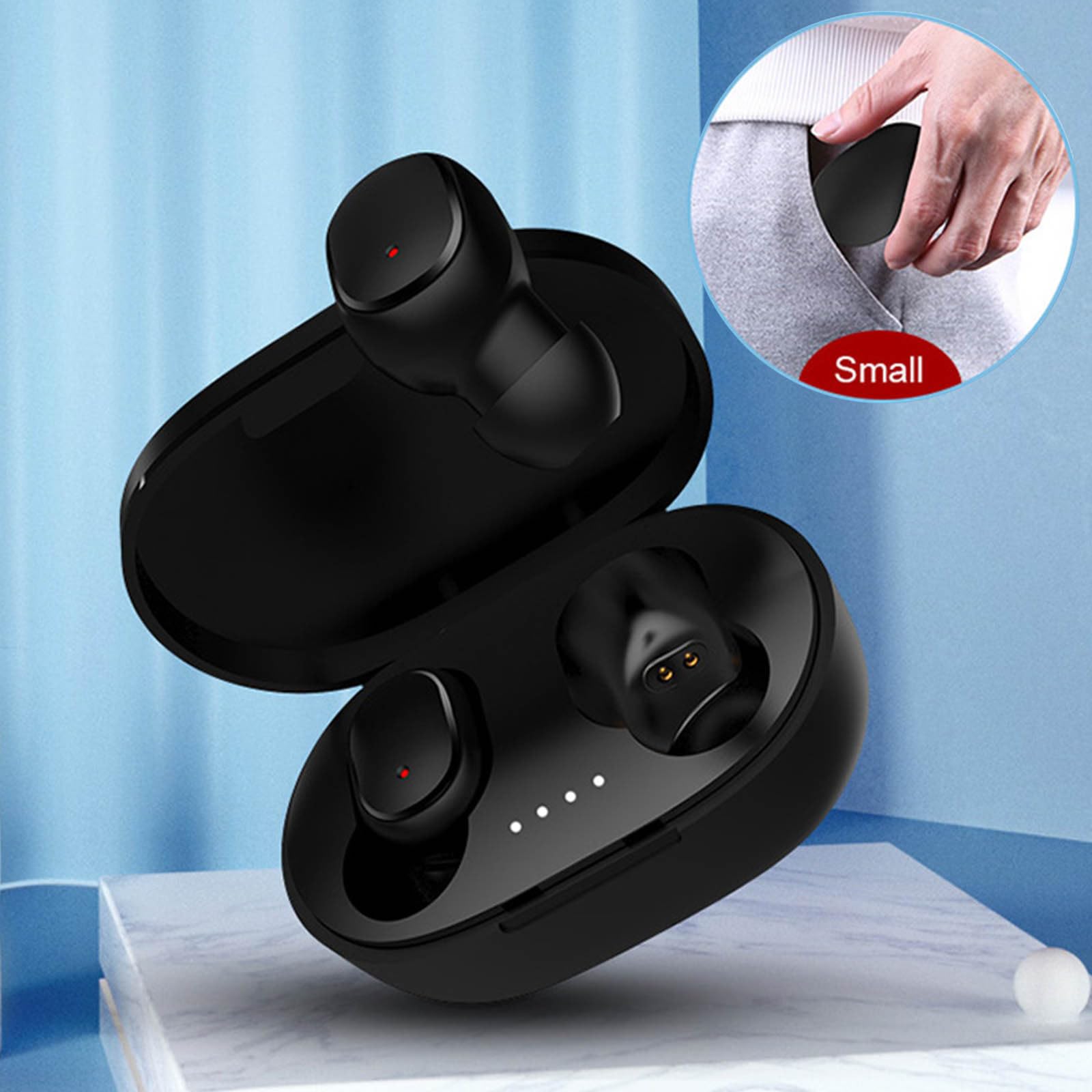 Wireless Bluetooth Earbuds 5.1 with HiFi Stereo Sound, Mini In-Ear Headphones for Gym, Running & Workouts - Compatible with iPhone & Android Phones - Perfect for Sports, Commuting & Travel