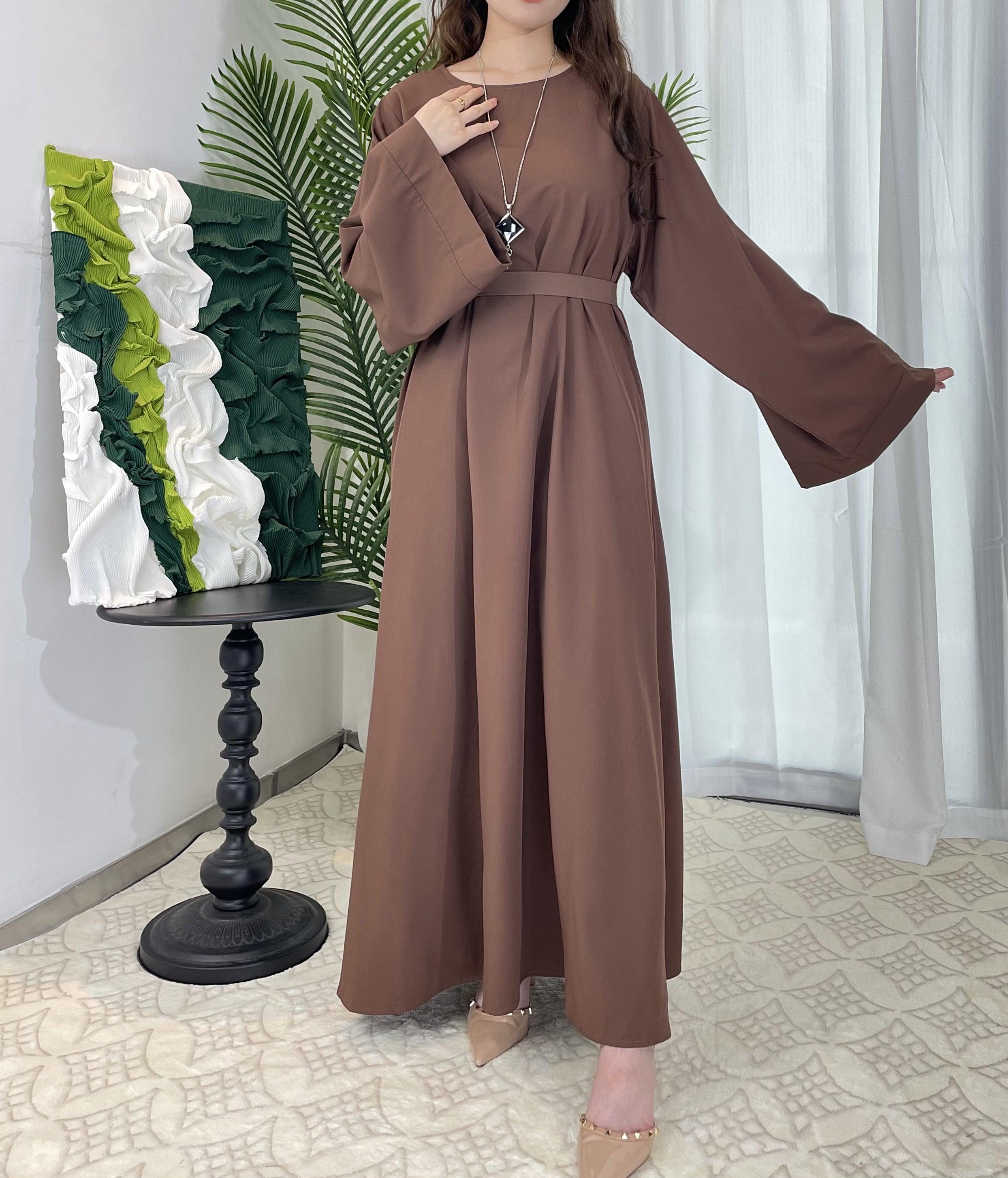 WG02 Solid Abaya - Simple Long Women's Dress | Classic Islamic Abaya for Prayer, Modest Fashion & Everyday Wear
