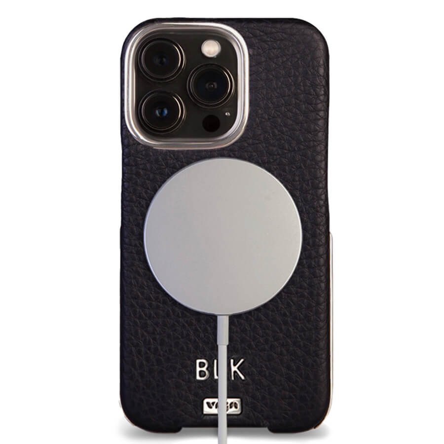 Premium Custom Silver Grip Leather Case for iPhone 14 Pro Max - Slim Protective Cover with Enhanced Grip for Everyday Use & Business Professionals