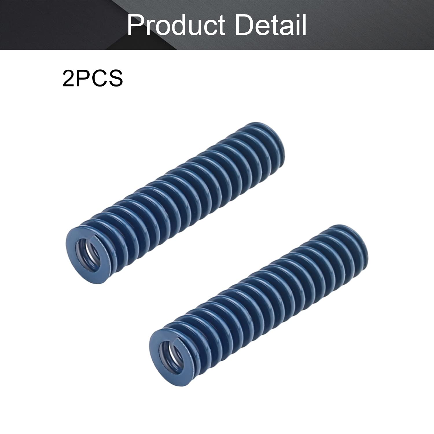 MroMax 3D Printer Die Springs - 8mm OD 35mm Long Spiral Stamping Light Load Compression Mold Springs (Blue, 2Pcs) - Compatible with 3D Printer Bed Leveling & Bottom Connection - Perfect for 3D Printing, CNC Machines, and Industrial Stamping Applications