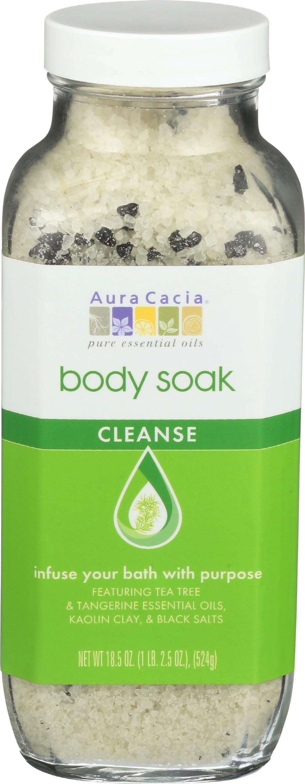 Aura Cacia Cleanse Body Soak - 18.5 oz | Detoxifying & Relaxing Bath Soak with Essential Oils for Stress Relief & Muscle Recovery | Perfect for Spa Nights & Self-Care Routines