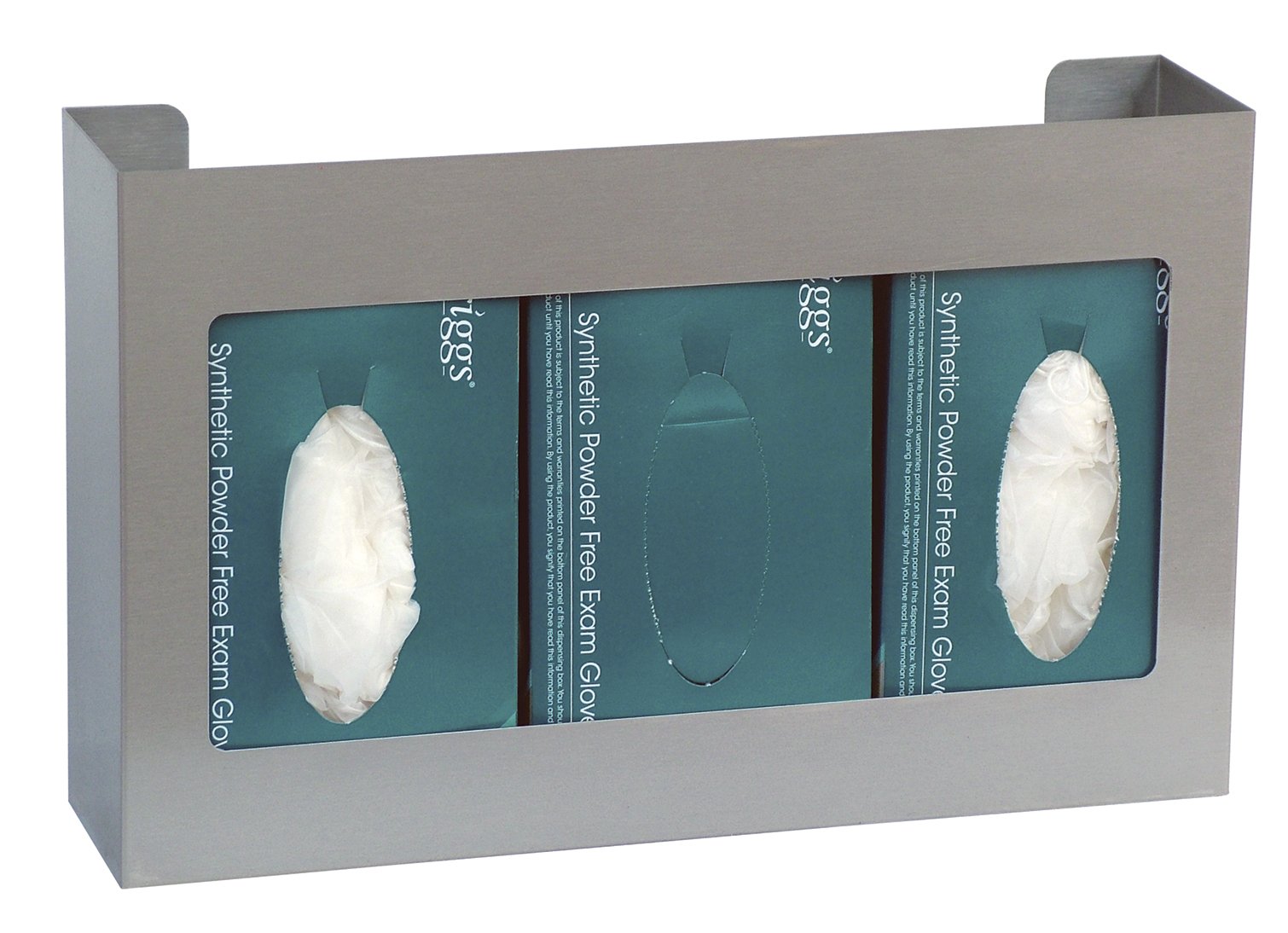Omnimed 305303 Triple Side-By-Side Glove Box Holder - 2 Pack Stainless Steel Medical Supply Organizer for Exam Rooms, Clinics & Hospitals