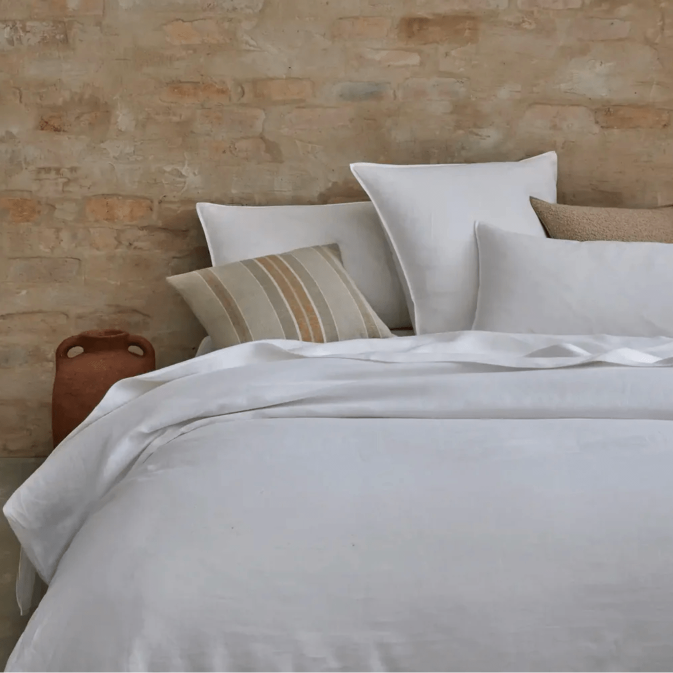 Premium Ravello White Linen Flat Sheet King Size - Soft 100% Linen Bed Sheet for Luxury Bedroom & Hotel Use