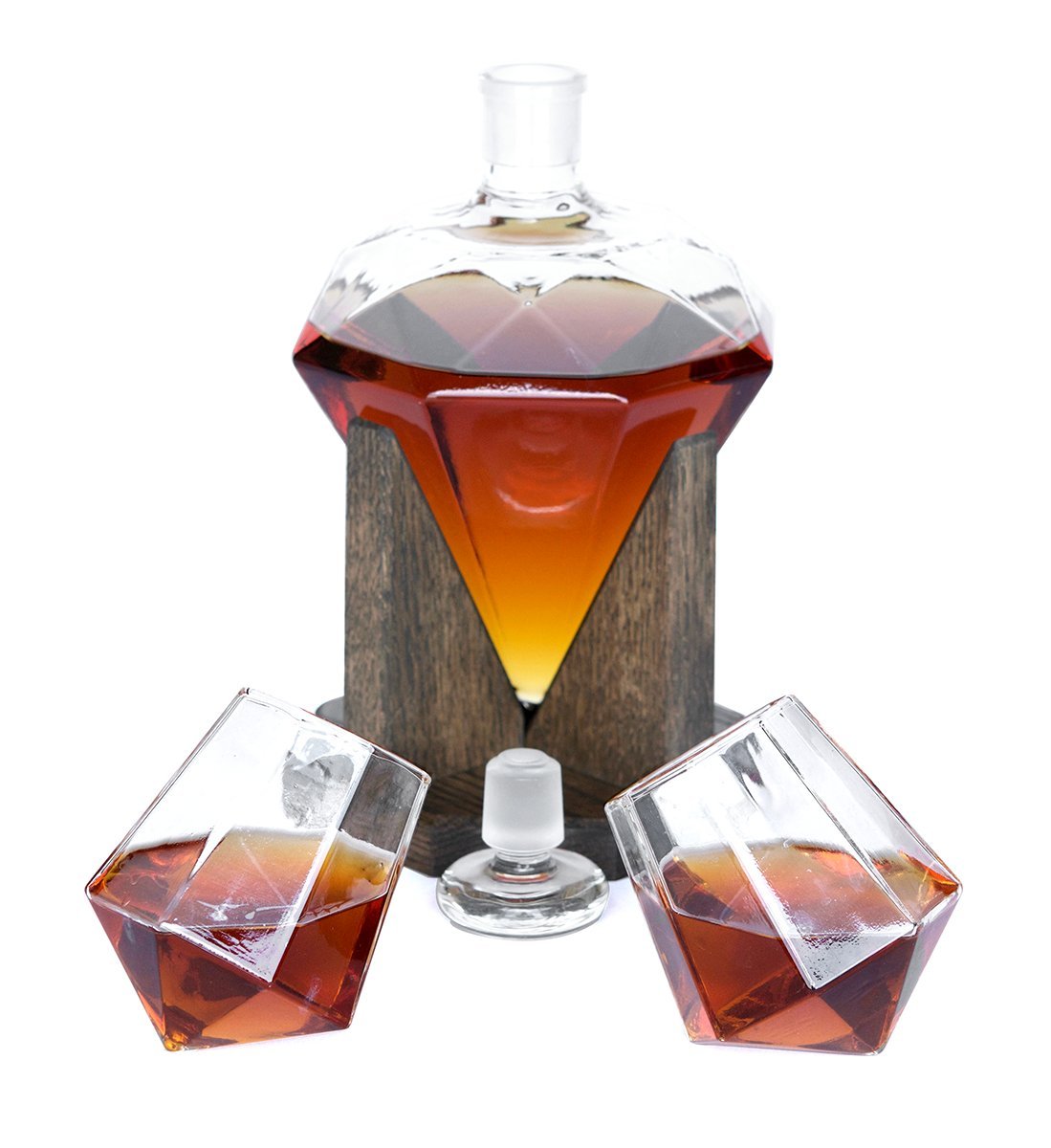 Premium Whiskey Decanter Set - Elegant Diamond-Cut Glass Decanter for Bourbon, Scotch, Rum & Wine - 1000ml Luxury Liquor Carafe with Stopper - Perfect 10 Year Anniversary Gift, Newlywed Present & Groomsmen Gift Idea - Great for Home Bars, Dinner Parties & Special Occasions