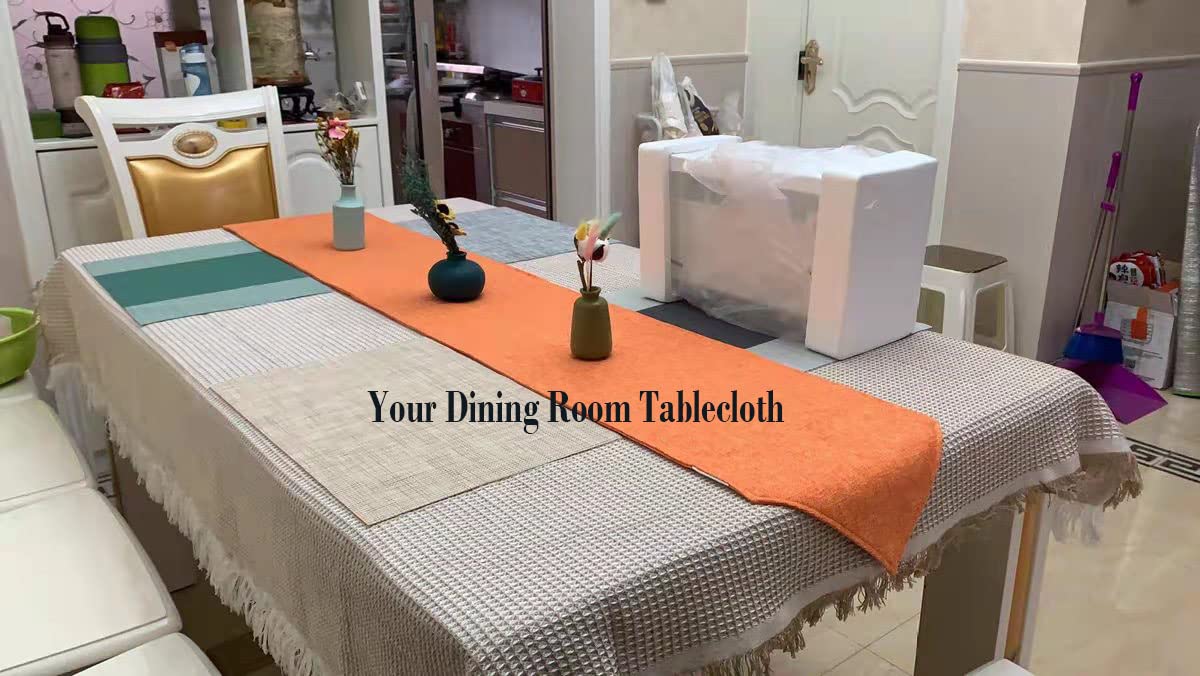35.4 Inch Square Cotton Tablecloth - Premium Grid Pattern Table Cover for Dining, Coffee & Side Tables - Washable Decorative Home Decor for Kitchen, Living Room & Outdoor Use