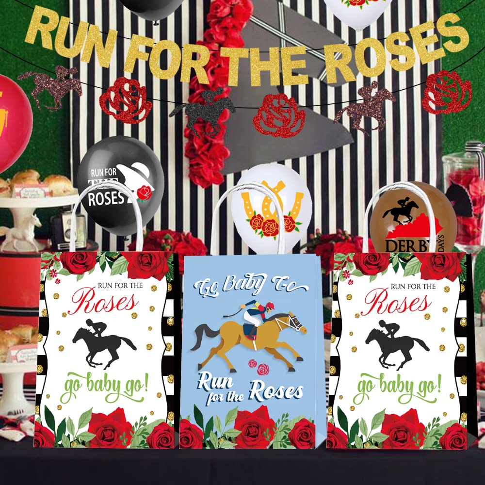 16Pcs Kentucky Derby Party Gift Bags - Horse Racing Theme Decor & Snack Bags for Derby Day Celebrations