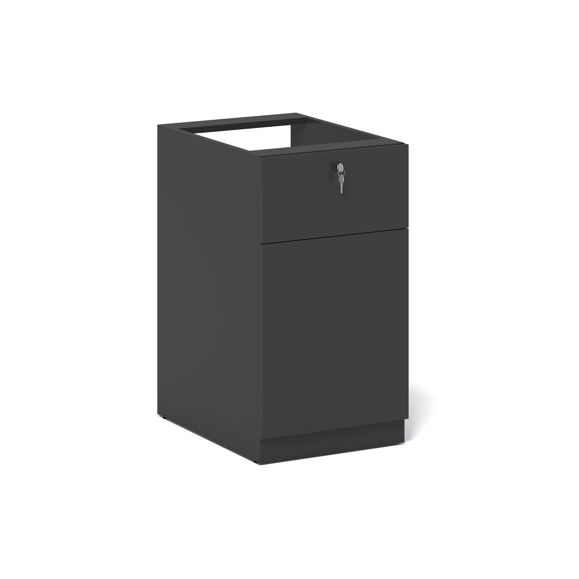 KENTO Black 2-Drawer Filing Cabinet Pedestal - Office Storage Solution for Files, Documents & Supplies