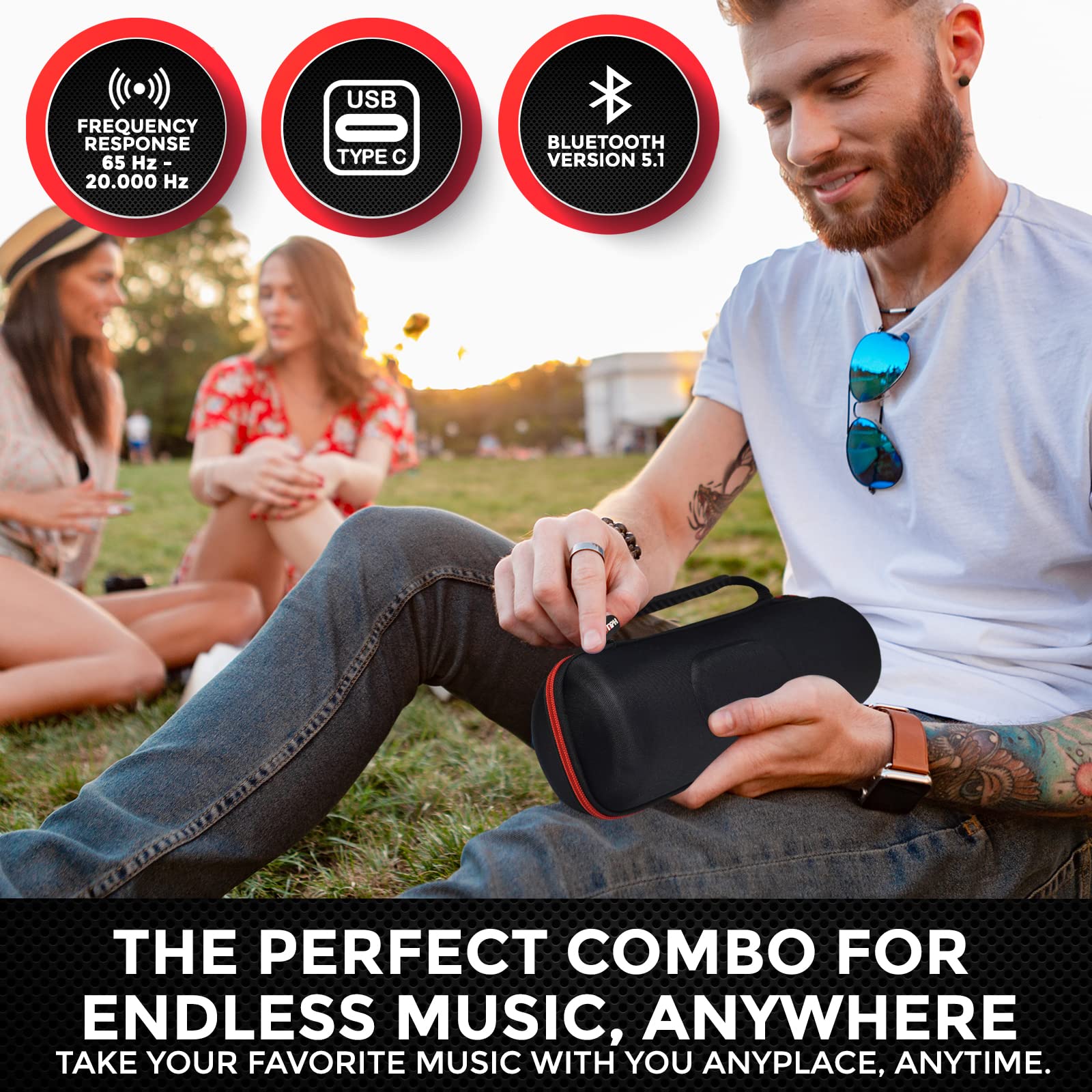 JBL Charge 5 Portable Waterproof Bluetooth Speaker with Hard Carrying Case - IP67 Waterproof, 20H Playtime, PartyBoost for Wireless Pairing - Perfect for Beach, Pool, Camping & Outdoor Adventures (Teal)