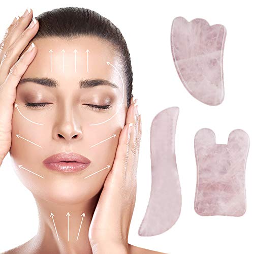 Rose Quartz Gua Sha Facial Massage Tool - Anti-Aging, Wrinkle Reduction & Skin Tightening - Natural Face Scraper for Puffiness Relief & Firming - Perfect for Daily Skincare & Spa Treatments