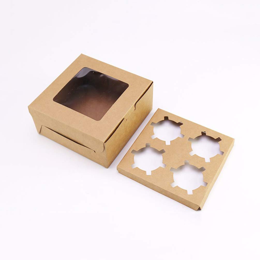DOITOOL 4-Pack Christmas Windowed Cupcake Boxes - Cardboard Cake Containers with Stand for Donuts, Desserts & Holiday Treats | Perfect for Christmas Parties, Bakery Display & Gift Packaging