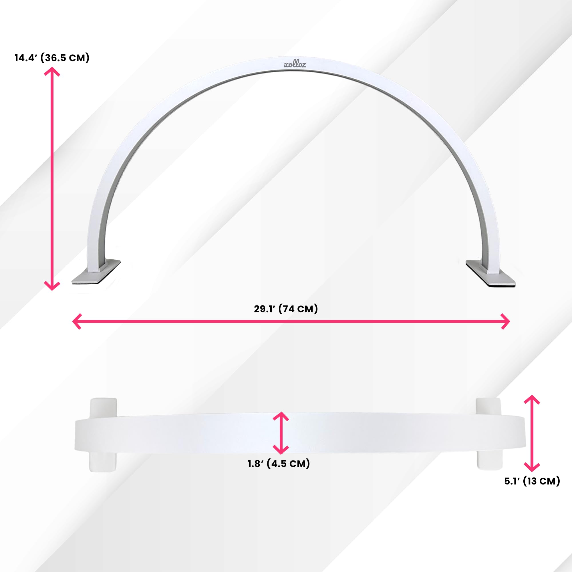 Half-Moon Nail Tech Desk Lamp - 3360 Lumen LED Nail Light with Button Control, Professional Manicure & Lash Extension Lamp for Salon, Tattoo Studio & Home Use (White)