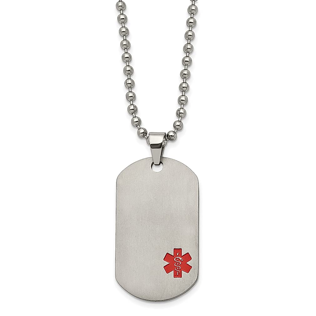 ICE CARATS Titanium Medical Alert ID Dog Tag Necklace - 22 Inch Adjustable Chain, Stylish Pendant Charm for Women - Perfect Gift for Her - Ideal for Everyday Wear, Travel & Emergency Situations