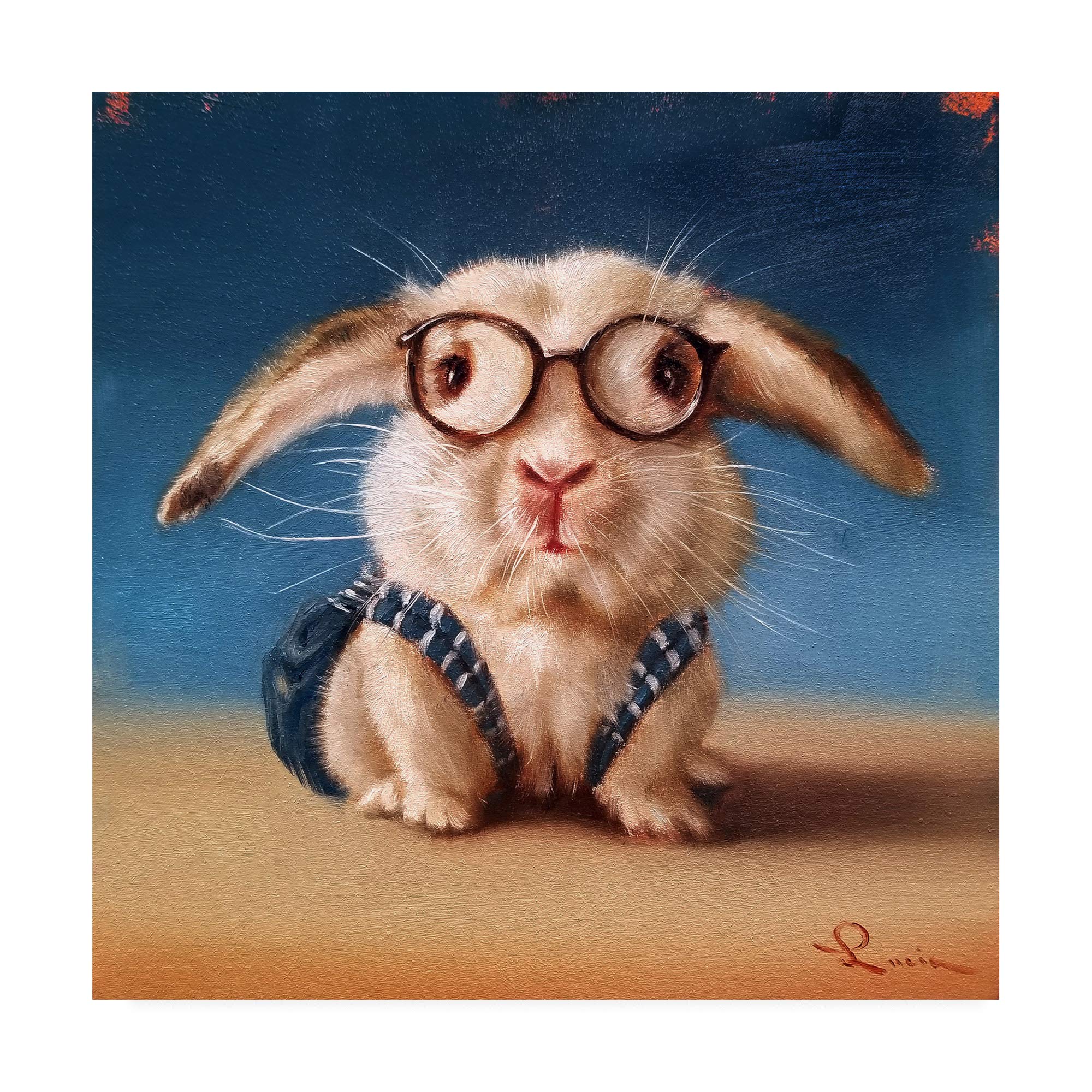 Trademark Fine Art 18x18 Inch Back to School Rabbit Print by Lucia Heffernan - Perfect for Kids' Room Decor, Classroom Wall Art & Nursery Decorations