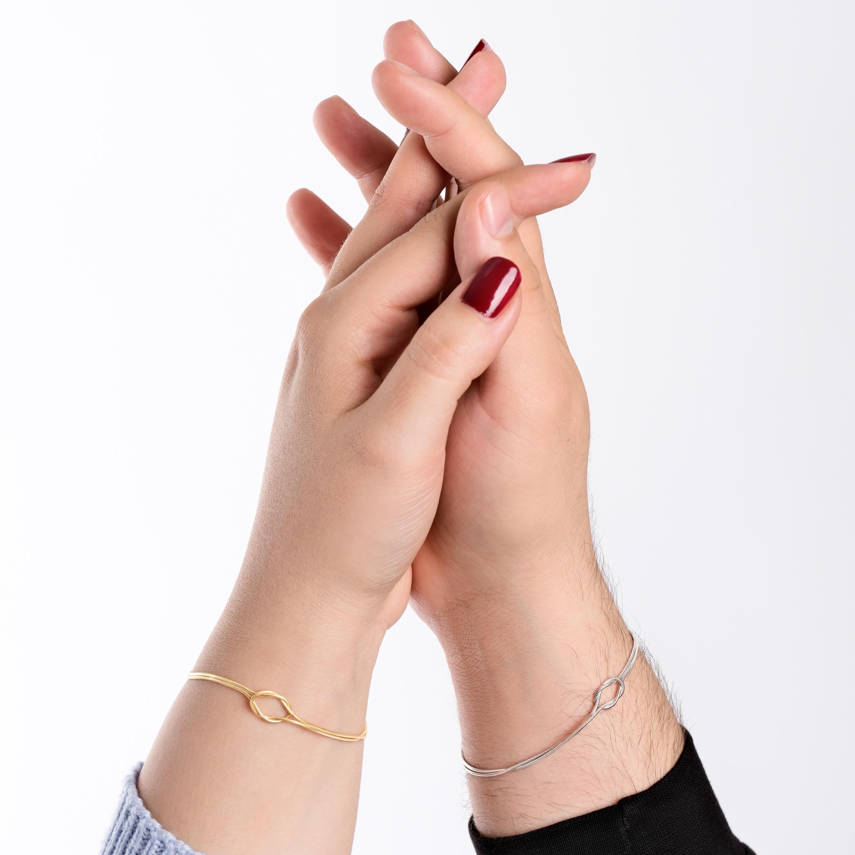 14K Gold Vermeil Couple Bracelets for Women & Men - Romantic Matching Love Jewelry Gift for Anniversary, Valentine's Day & Wedding - Perfect for Date Nights & Special Occasions