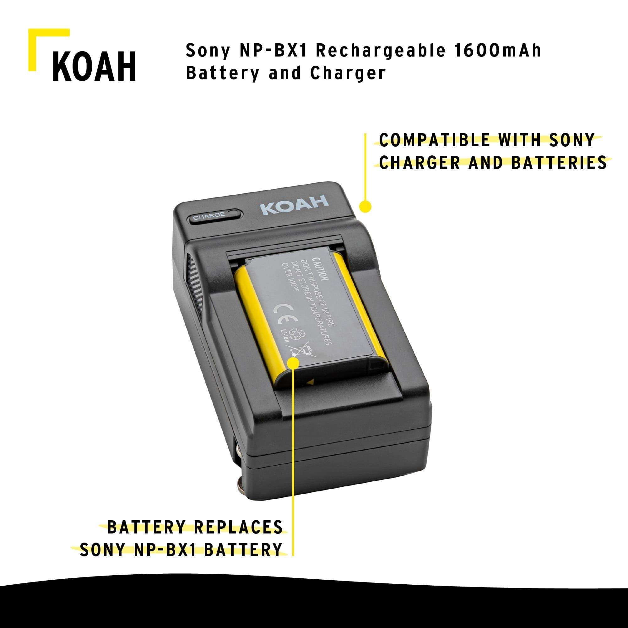 Rechargeable Lithium-Ion Battery Pack for Sony NP-BX1 Camera - Compatible Replacement with QC-105 Charger, Includes EU & 12V Car Adapters - Perfect for Travel Photography, Vlogging & Outdoor Shooting