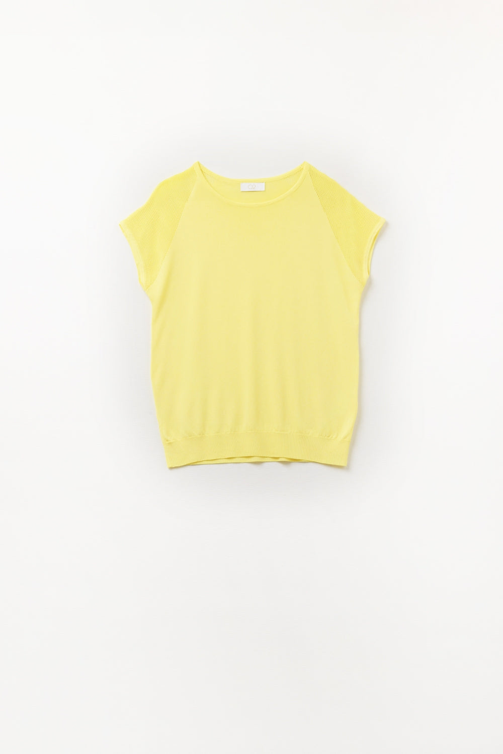 Yellow Short Sleeve Pullover with Shoulder Mesh Detail - Perfect for Casual Outings, Summer Fashion & Layering