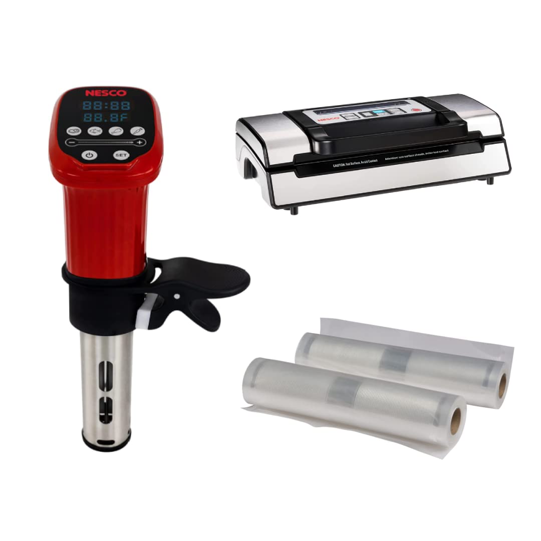 Nesco SVC-1000 Sous Vide Precision Cooker with VS-12 Deluxe Vacuum Sealer & 2 Rolls (8
