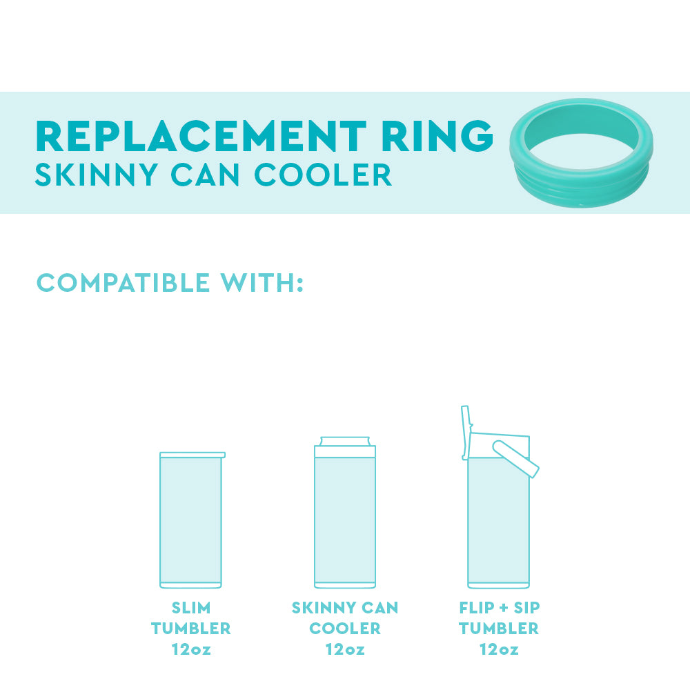 Aqua Replacement Ring 12oz Skinny Can Cooler - Insulated Sleeve for Beer, Soda & Energy Drinks - Perfect for Pool Parties, BBQs & Outdoor Activities