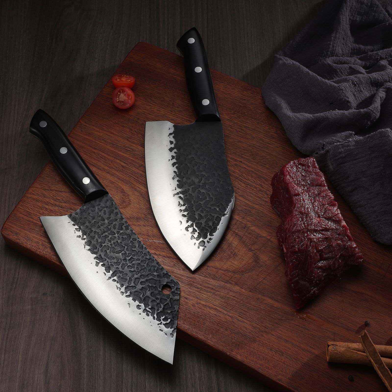 Premium 13-Piece Golden Bird Butcher Knife Set - Hand Forged Japanese Chef Knives for Professional Meat Cutting, Kitchen, BBQ & Camping | Ideal for Home Chefs, Outdoor Cooking & Men's Birthday Gifts