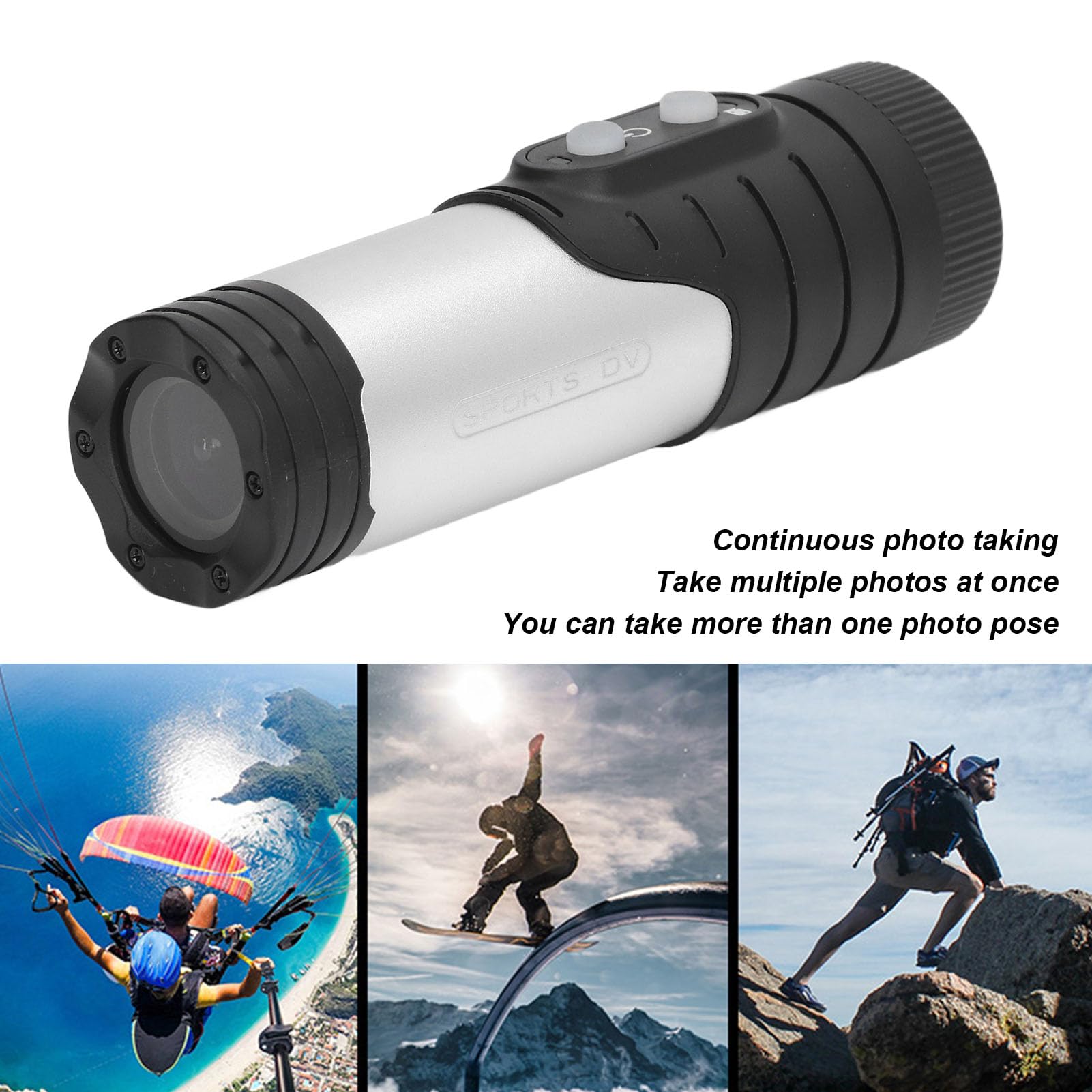 4K WiFi Bike Helmet Camera with Anti-Shake & 120° Wide Angle - Waterproof Action Camera for Motorcycle, Cycling & Outdoor Sports (Silver) - Perfect for Vlogging, Trail Riding & Adventure Recording