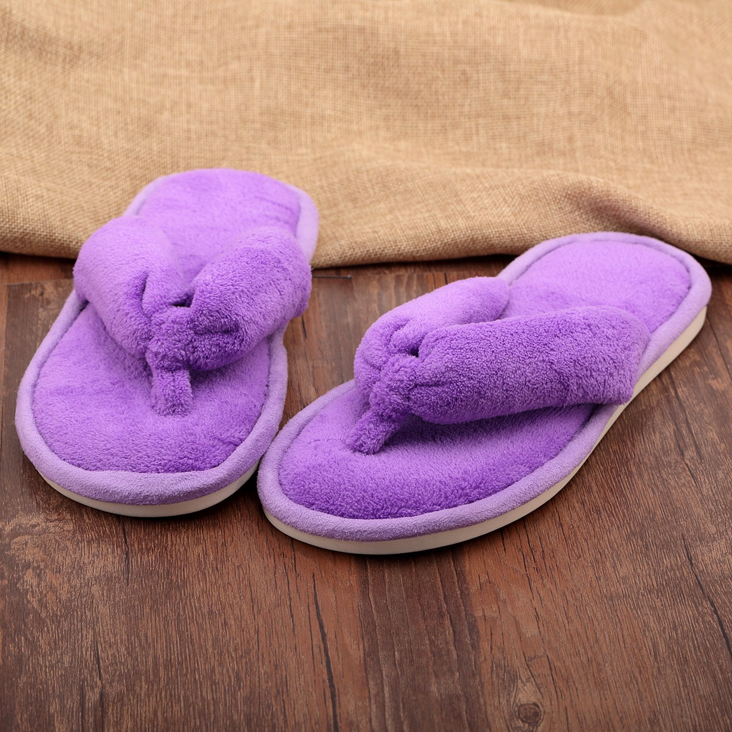 Women's Coral Fleece Toe Post Flip Flops - Soft Indoor House Slippers for Ladies - Perfect for Home, Spa, and Relaxation