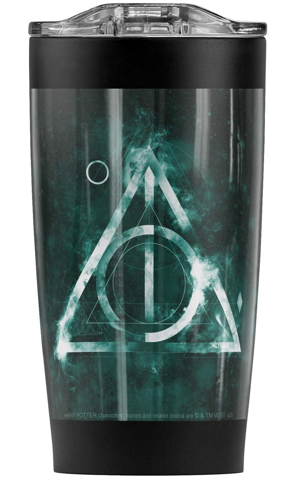 Harry Potter Deathly Hallows Logo Stainless Steel Tumbler 20oz - Vacuum Insulated Coffee Travel Mug with Leakproof Lid, Double Wall Insulation for Hot & Cold Drinks - Perfect for Office, Commuting, Camping and Gifts