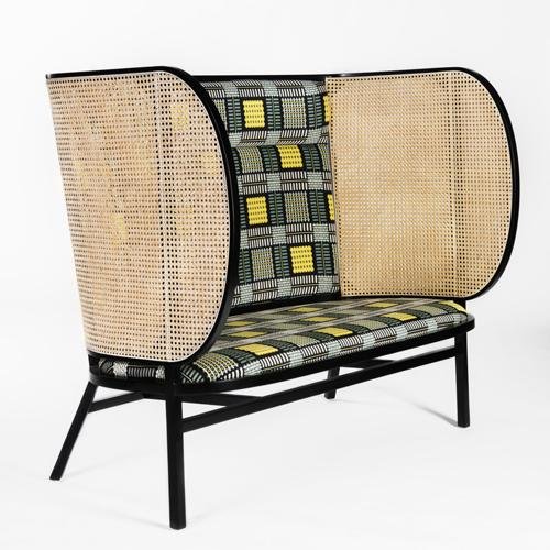 Hideout Bentwood Loveseat by GTV - Modern Wooden Loveseat for Living Room, Bedroom & Office - Compact Two-Seater Sofa with Curved Design