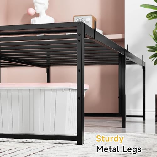 GARVEE 13.9 Inch Full Size Metal Bed Frame - Heavy Duty Steel Platform with Wooden Headboard & Footboard - No Box Spring Needed, Noise Free - Perfect for Master Bedroom, Guest Room & Dormitory