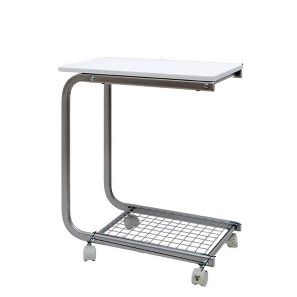 YUMEIGE Modern C-Shaped End Table with Metal Frame - Portable Laptop Holder & Snack Table - Wheeled with Brake - Perfect for Living Room, Bedroom, or as Coffee Table - Ideal for Small Spaces, Home Office & Movie Nights