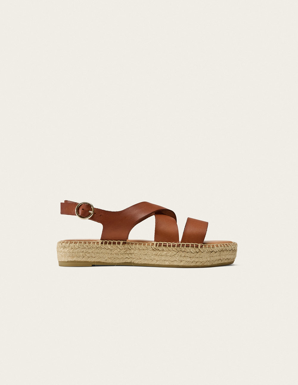 Chantal Brown Leather Espadrilles - Comfortable Flat Sandals for Women, Perfect for Summer, Beach, and Casual Outings