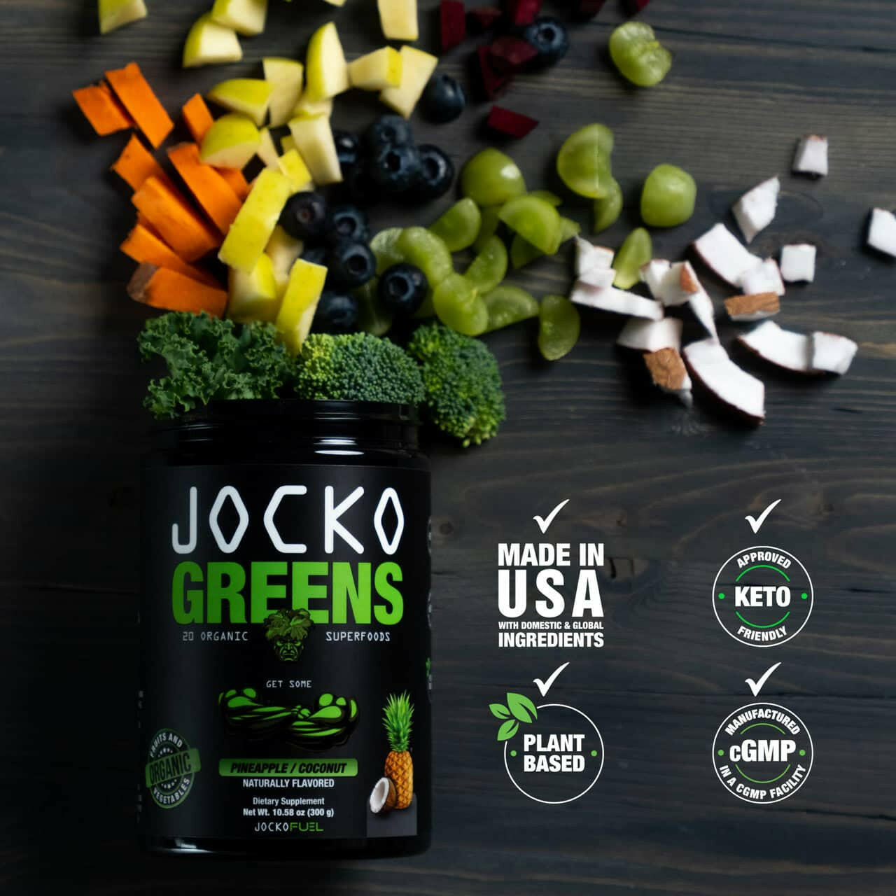 Jocko Greens Superfood Powder - Organic Greens Supplement for Energy & Immunity - Perfect for Smoothies, Shakes & Daily Nutrition Boost