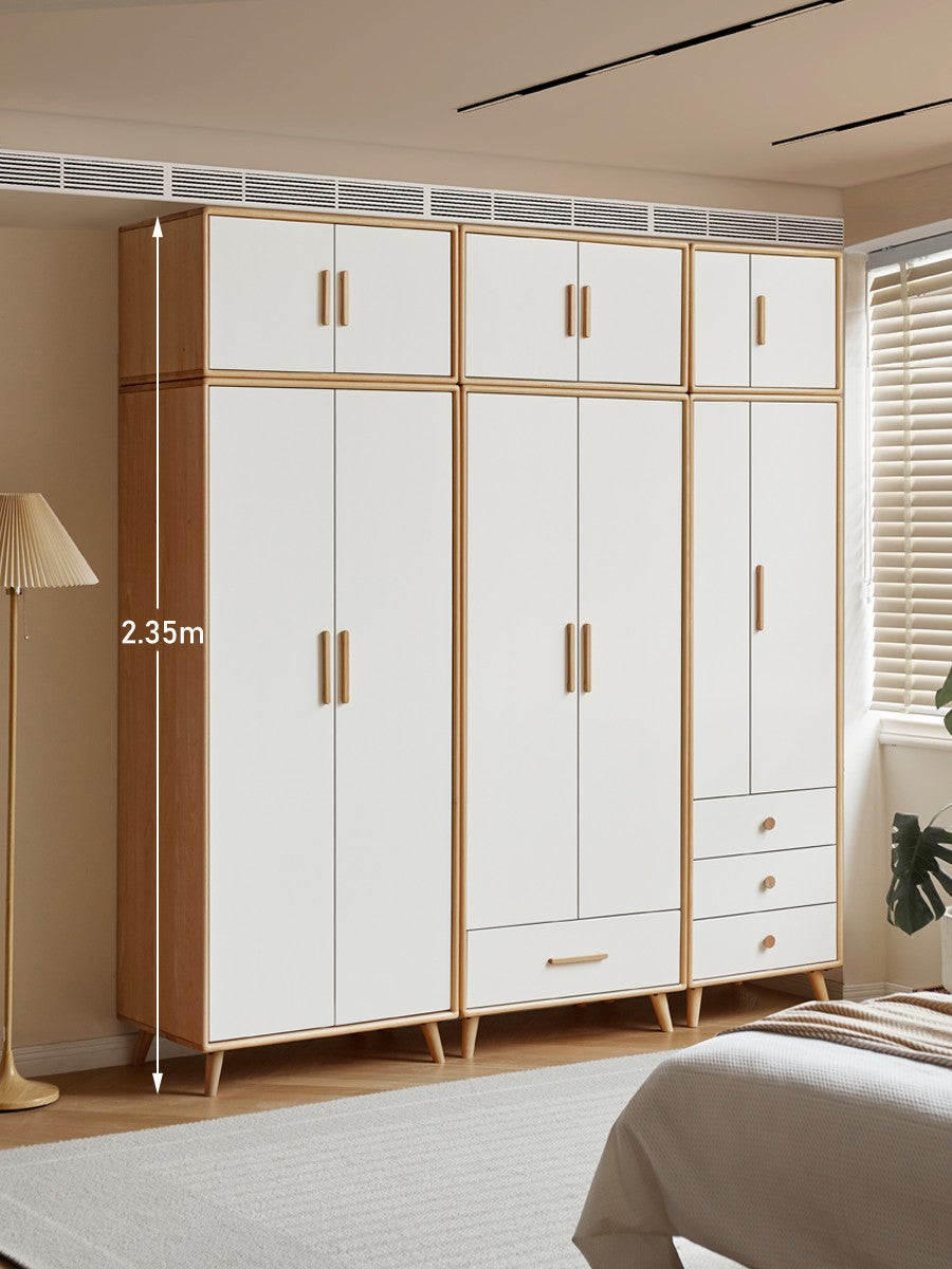 Solid Beech Wood Wardrobe Set - Modern Closet Organizer for Bedroom, Living Room & Office Storage