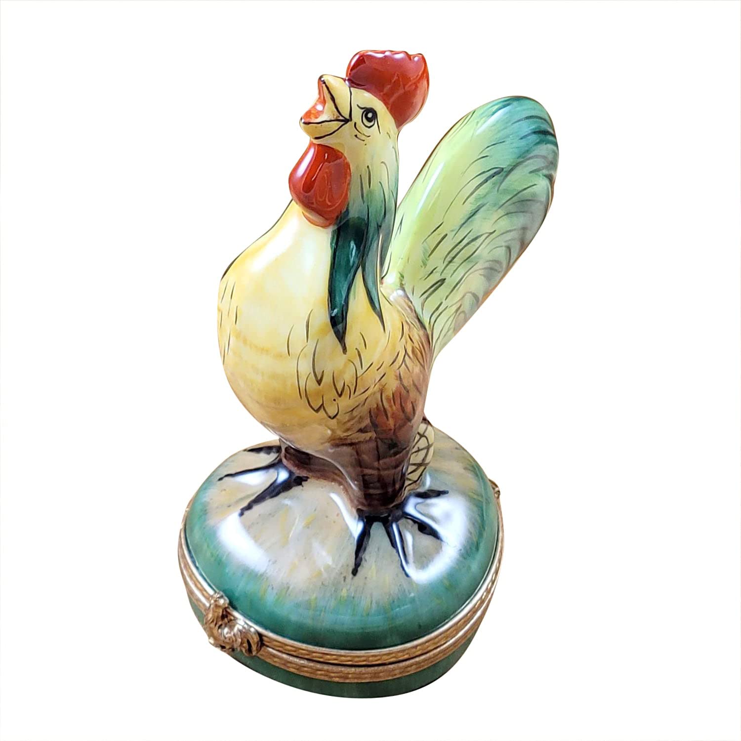 Rochard Tall Rooster Limoges Porcelain Box - Hand-Painted Collectible Trinket Jewelry Storage - Perfect for Home Decor & Gift Giving