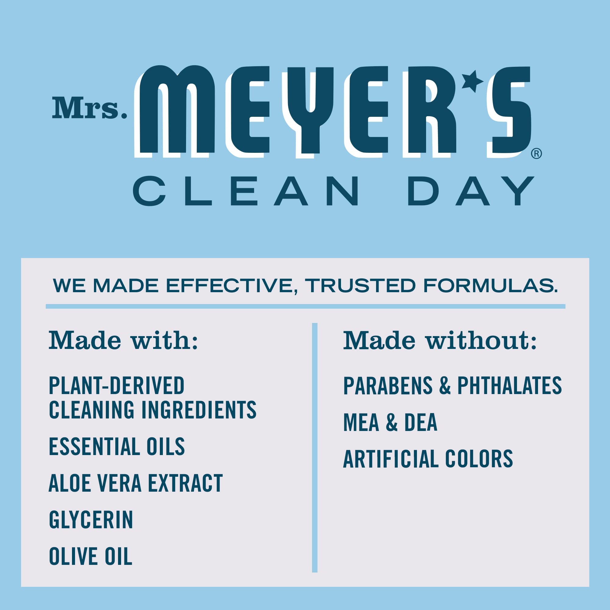 Mrs. Meyer's Clean Day Hand Soap with Essential Oils | Biodegradable, Rain Water Scent | 12.5 fl oz | Gentle for Daily Hand Washing, Kitchen & Bathroom Use