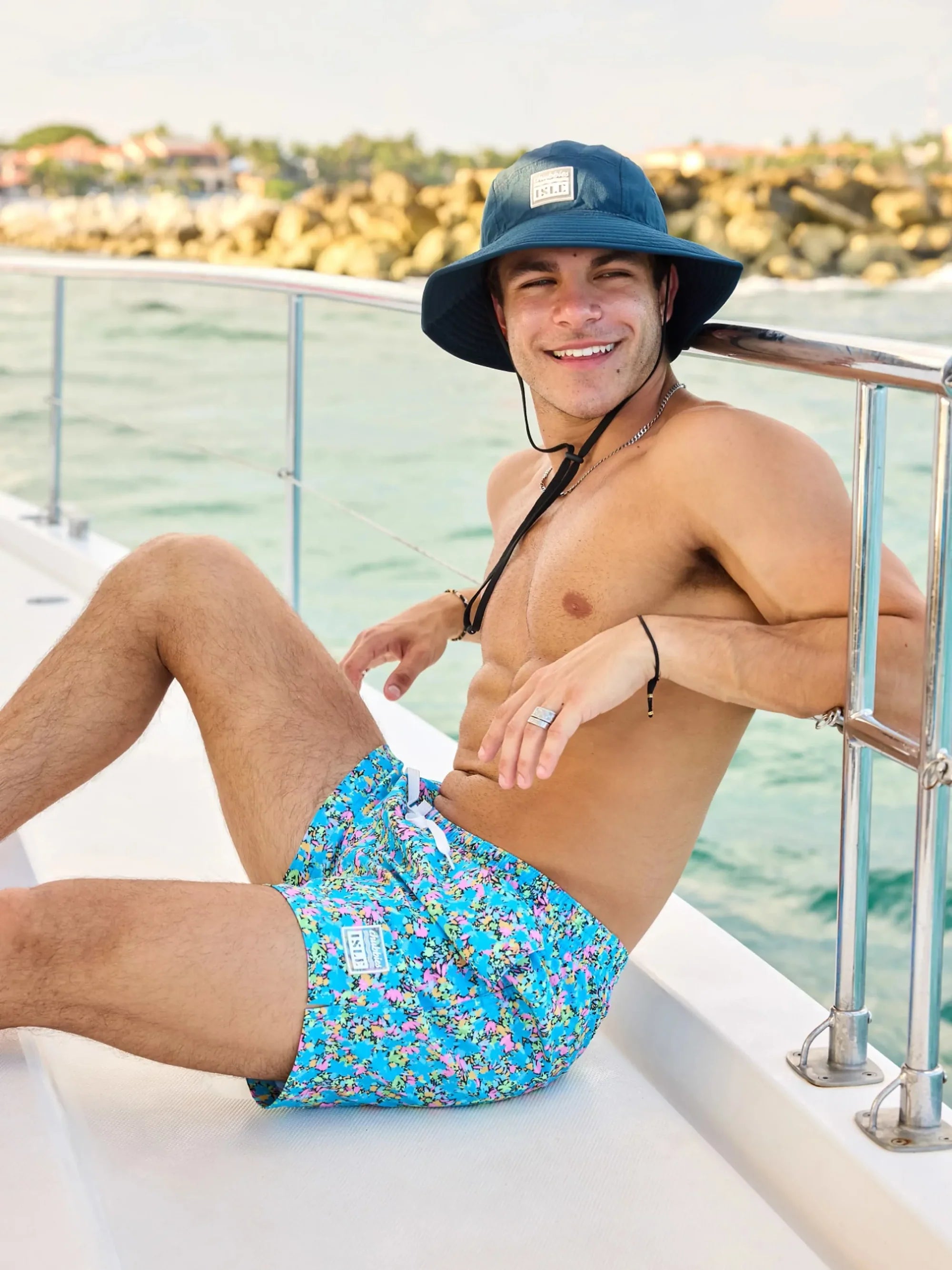 Chubbies 5.5 Inch The Isle x Chubbies Floral Swim Trunks for Men - Bright Blue Tropical Print Swim Shorts | Beach Vacation, Pool Party & Summer Outing
