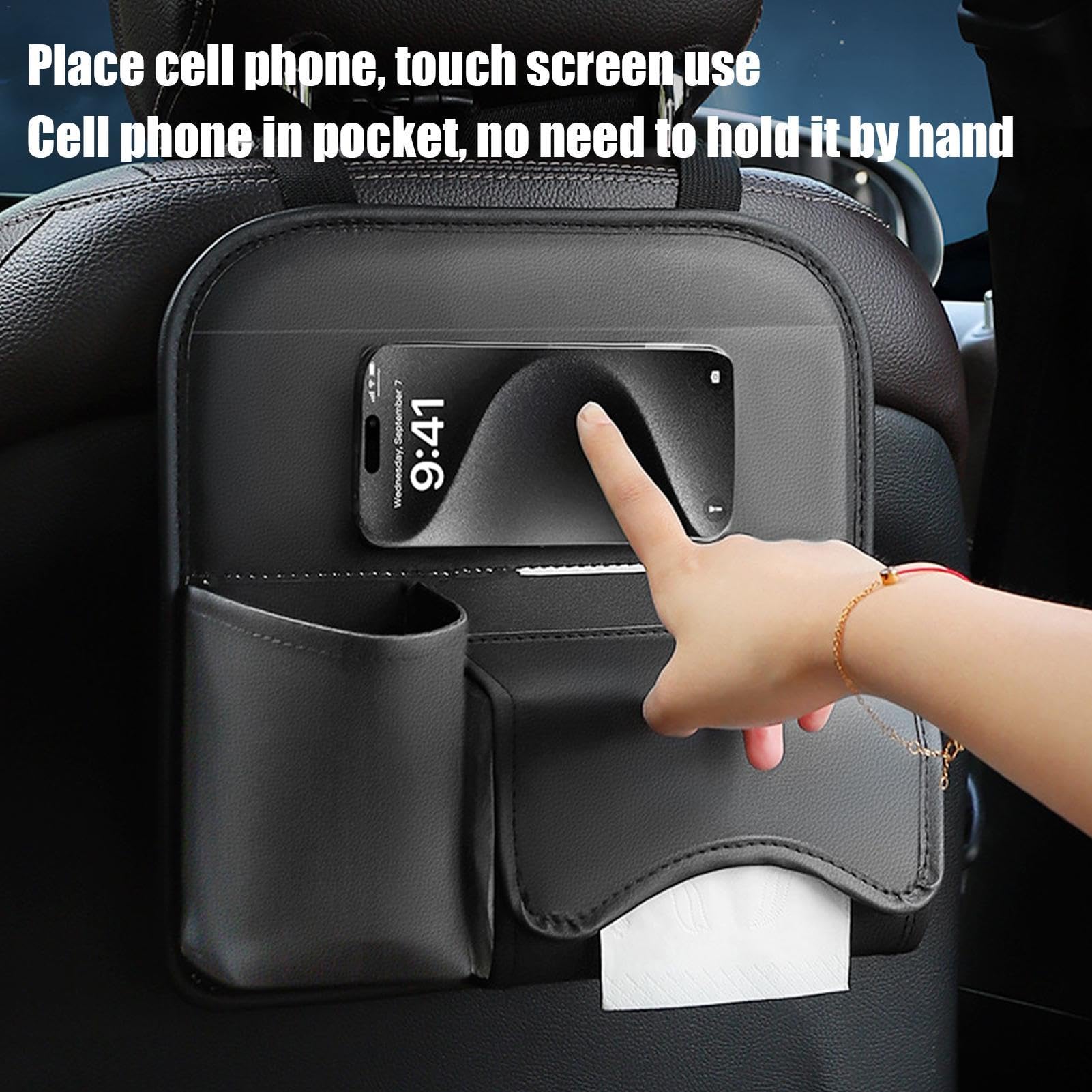 Car Seat Back Organizer - Large Capacity Car Storage Organizer with Multiple Pockets for Snacks & Toys | Perfect for Road Trips, Family Travel & Daily Commute