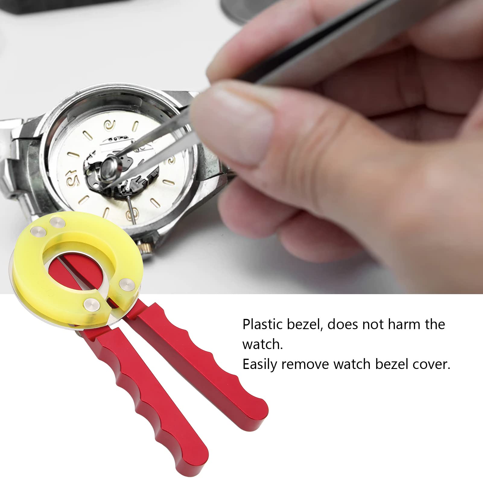 Professional Watch Bezel Ring Opener Tool - Adjustable Watch Back Case Remover with 4 Replacement Bezels & Alloy Handle - Perfect for Watch Glass Mirror Replacement & Watch Repair at Home or Workshop