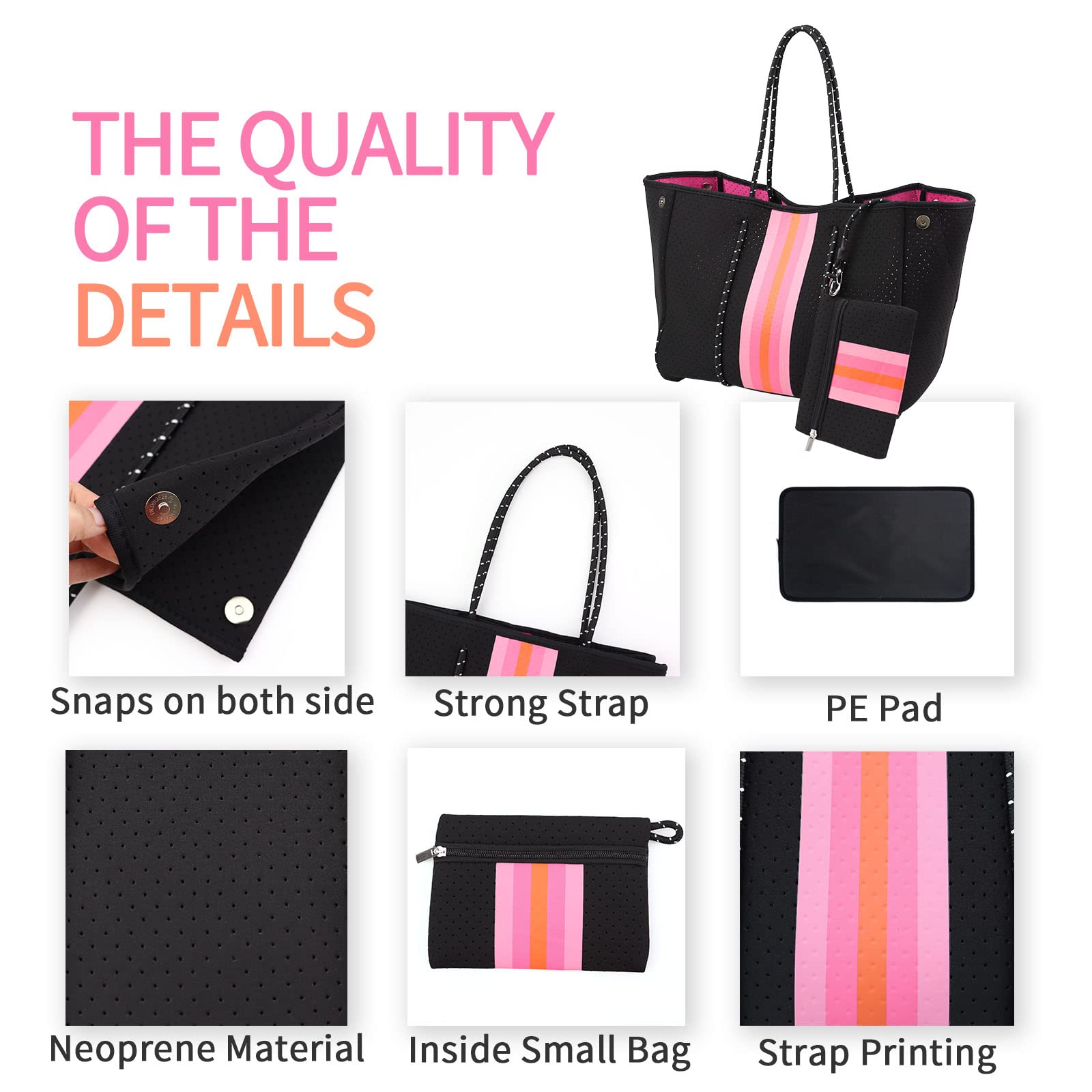 IBEE Neoprene Tote Bag for Women - Large Foldable Beach & Pool Bag
