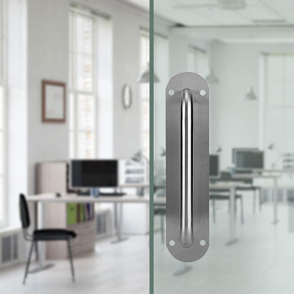 Stainless Steel Commercial Door Handle - Heavy Duty Push and Pull Plate with Screws for Fire Doors, Malls & Supermarkets (Oval L) - Ideal for High Traffic Entrances, Office Buildings & Retail Stores