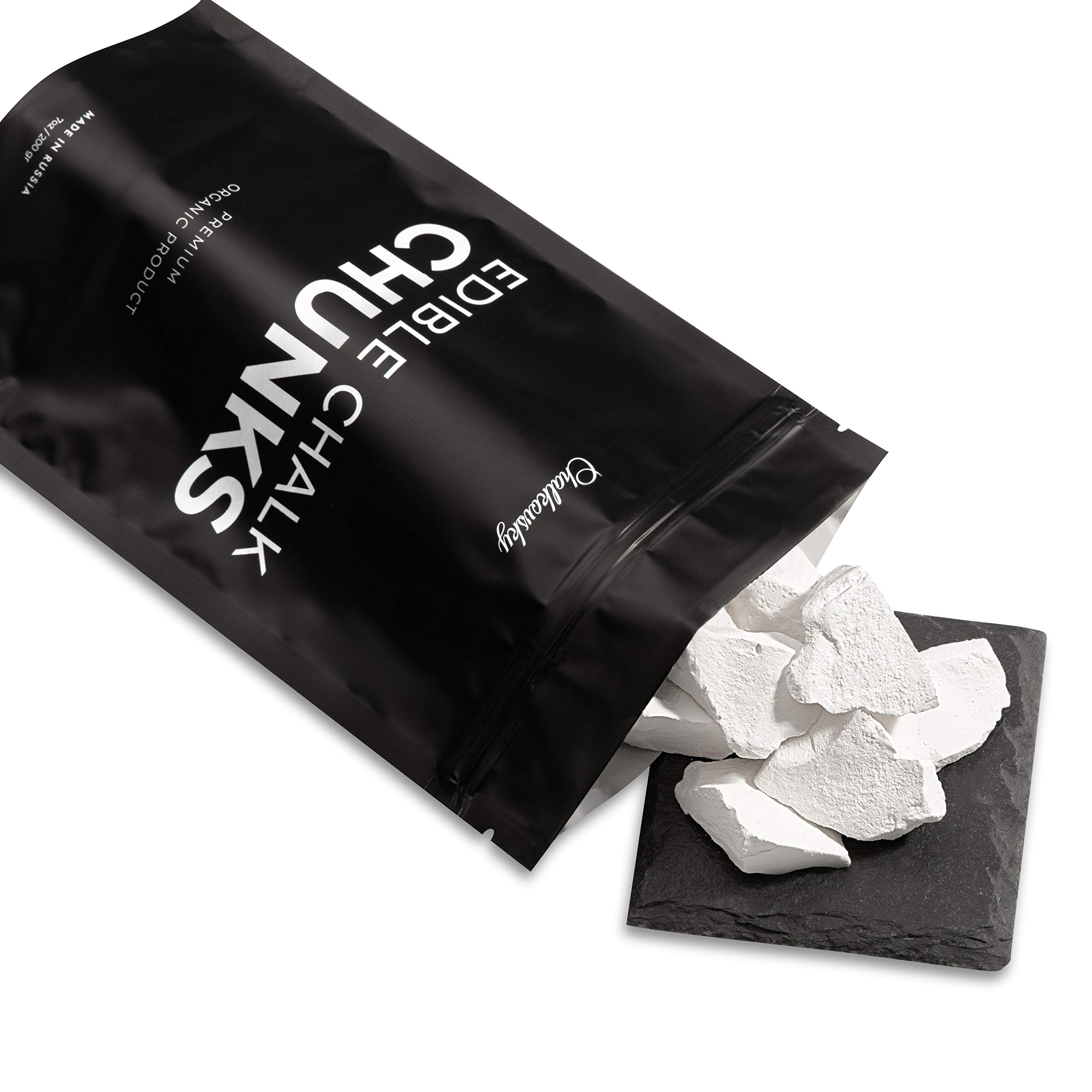 Organic Edible Chalk for Bone Strength - Natural Crunchy Russian Chalk Chunks - Zero Additives, No Impurities - White 7oz (200g) - Perfect for Pregnancy Cravings, Calcium Supplement & Unique Snacking Experience